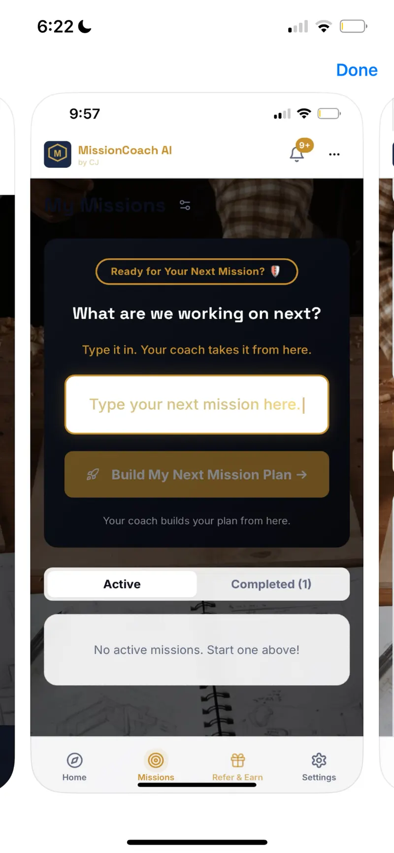 MissionCoach AI — Mission builder